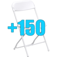 High Quality Package of 150 White Steel Frame Folding Chairs