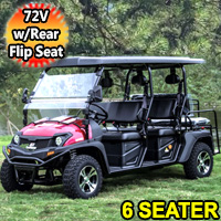 Trailmaster 72 Volt Electric Golf Cart 6 Seater with Rear Flip Seat & Extended Roof