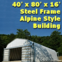 40' x 80' x 16' Steel Frame Alpine Style Workshop Storage Building