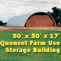 50' x 50' x 17' Steel Quonset Farm Use Storage Building Kit