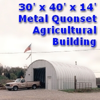 30' x 40' x 14' Metal Arch Quonset Agricultural Storage Building