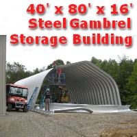 40' x 80' x 16' Steel Frame Gambrel Arch Equipment Storage Building