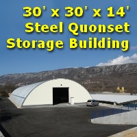 30' x 30' x 14' Quonset Metal Arch Agricultural Material Building