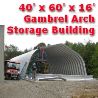 40' x 60' x 16' Steel Frame Gambrel Arch Equipment Storage Building