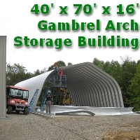 40' x 70' x 16' Steel Frame Gambrel Arch Construction Equipment Storage Building