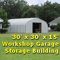 30' x 30' x 15' Steel Frame Residential Garage Storage Workshop Building
