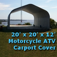 20' x 20' x 12' Pitched Roof Motorcycle ATV Carport Cover Building