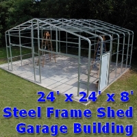 24' x 24' x 8' Steel Frame Shed Garage Building Kit