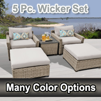 Contemporary 5 Piece Outdoor Wicker Patio Furniture Set