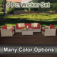 Contemporary 6 Piece Outdoor Wicker Patio Furniture Set