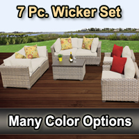 Contemporary 7 Piece Outdoor Wicker Patio Furniture Set