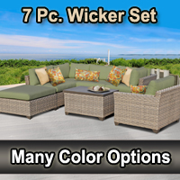 Contemporary 7 Piece Outdoor Wicker Patio Furniture Set