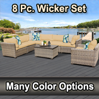 Contemporary 8 Piece Outdoor Wicker Patio Furniture Set