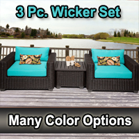 Rustic 3 Piece Outdoor Wicker Patio Furniture Set
