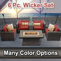 Rustic 6 Piece Outdoor Wicker Patio Furniture Set