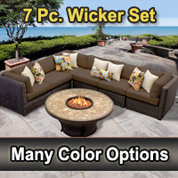 Rustic 7 Piece Outdoor Wicker Patio Furniture Set