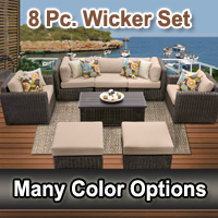 Rustic 8 Piece Outdoor Wicker Patio Furniture Set