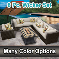 Rustic 8 Piece Outdoor Wicker Patio Furniture Set