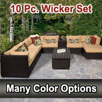 Rustic 10 Piece Outdoor Wicker Patio Furniture Set